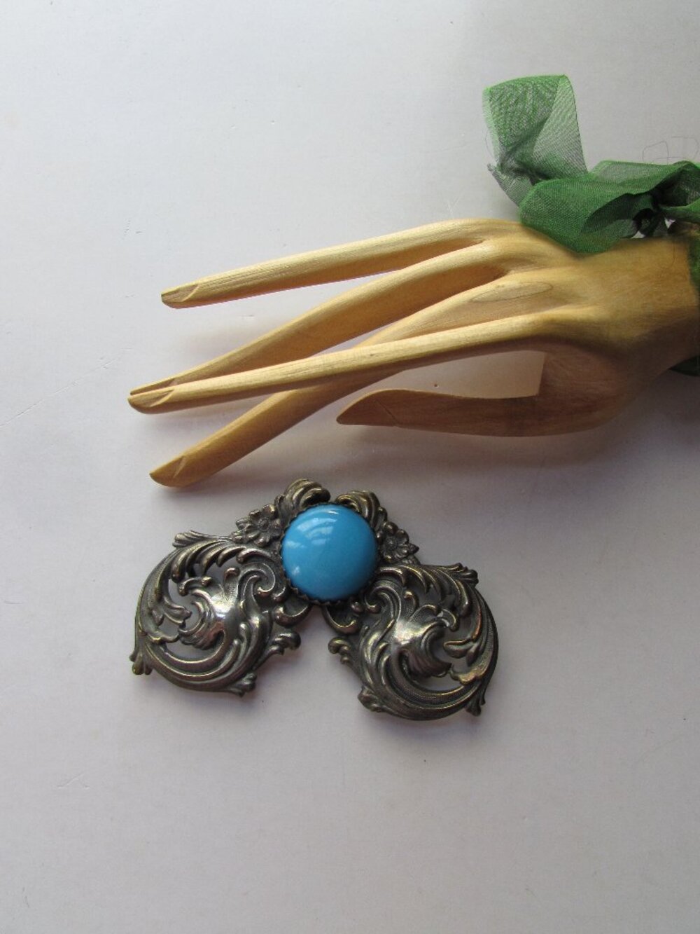 Vintage Belt Buckle Nouveau Style Silver Tone